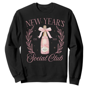 New Year's Social Club 2025 Sweatshirt Coquette Champagne Bottles TS11 Black Print Your Wear