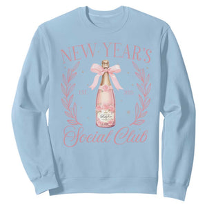 New Year's Social Club 2025 Sweatshirt Coquette Champagne Bottles TS11 Light Blue Print Your Wear