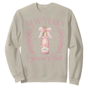 New Year's Social Club 2025 Sweatshirt Coquette Champagne Bottles TS11 Sand Print Your Wear