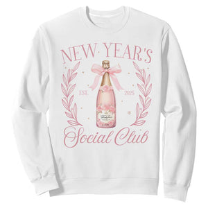 New Year's Social Club 2025 Sweatshirt Coquette Champagne Bottles TS11 White Print Your Wear