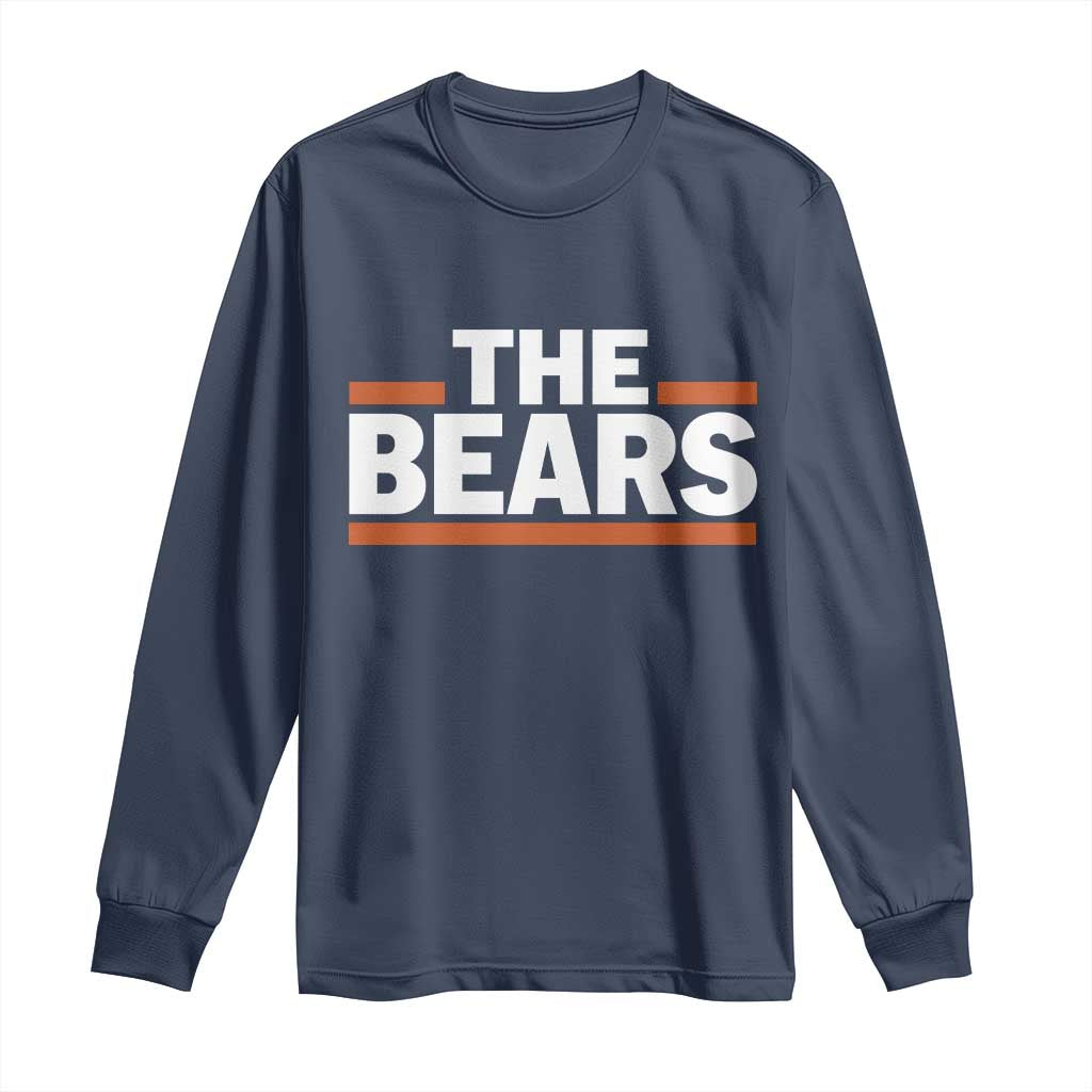 Funny Bears Lover Long Sleeve Shirt Orange Stripes Grizzly Animal TS11 Navy Print Your Wear
