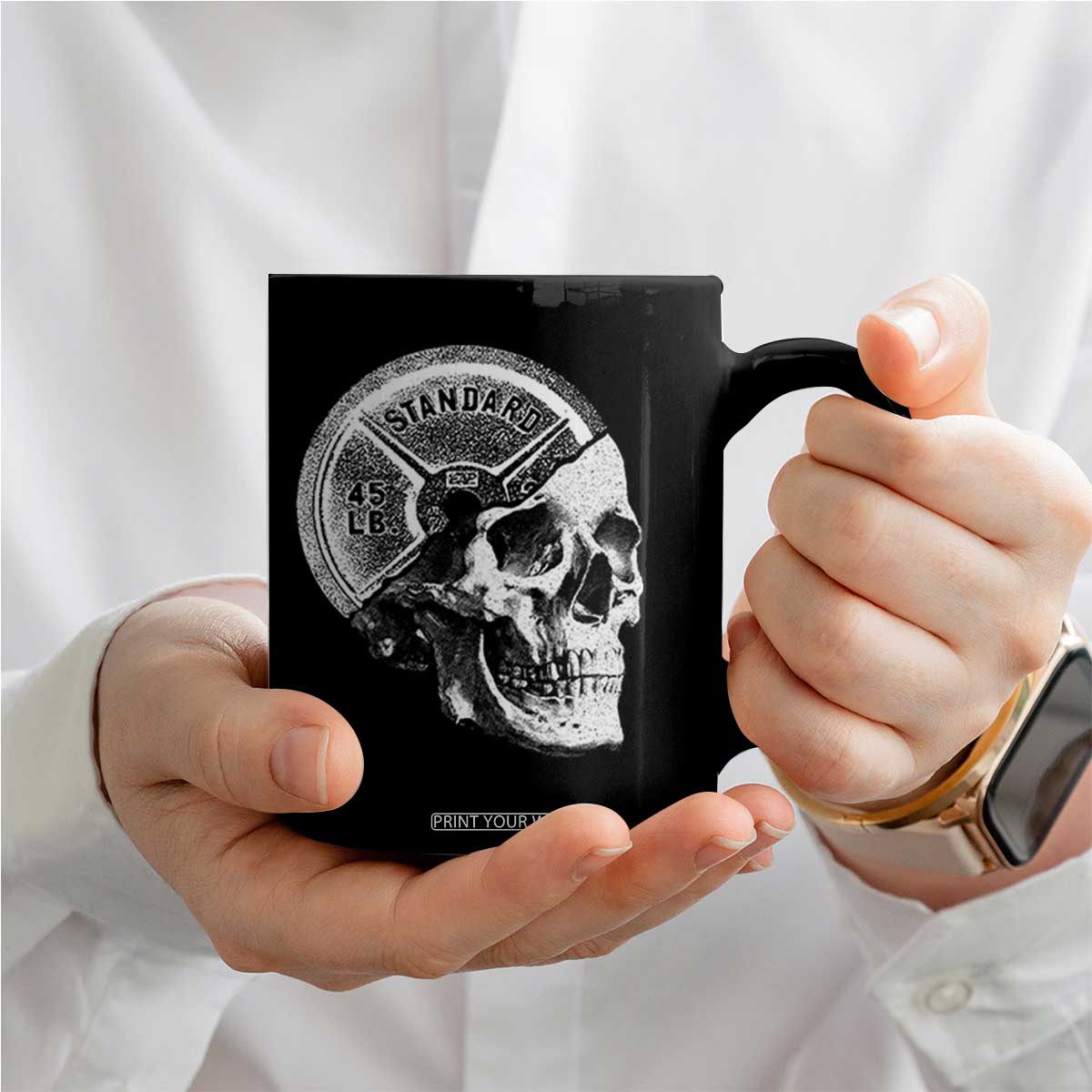 Skull 45 lbs Plate Weight Lifting Gym Workout Coffee Mug TS11 Print Your Wear