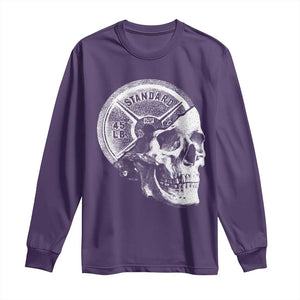 Skull 45 lbs Plate Weight Lifting Gym Workout Long Sleeve Shirt TS11 Purple Print Your Wear