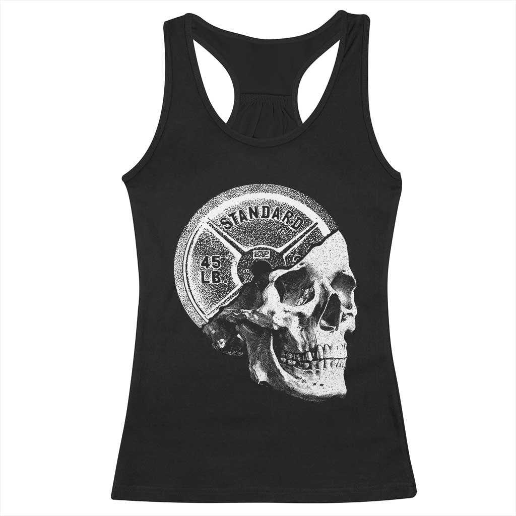 Skull 45 lbs Plate Weight Lifting Gym Workout Racerback Tank Top TS11 Black Print Your Wear
