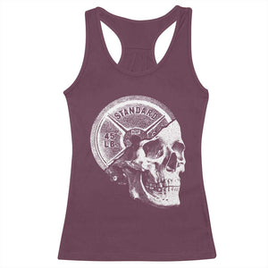 Skull 45 lbs Plate Weight Lifting Gym Workout Racerback Tank Top TS11 Maroon Print Your Wear