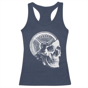 Skull 45 lbs Plate Weight Lifting Gym Workout Racerback Tank Top TS11 Navy Print Your Wear