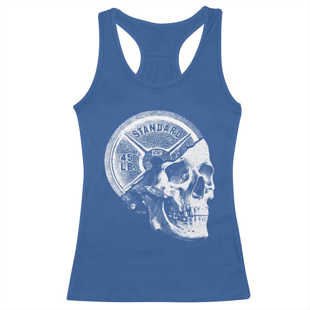 Skull 45 lbs Plate Weight Lifting Gym Workout Racerback Tank Top TS11 Royal Blue Print Your Wear