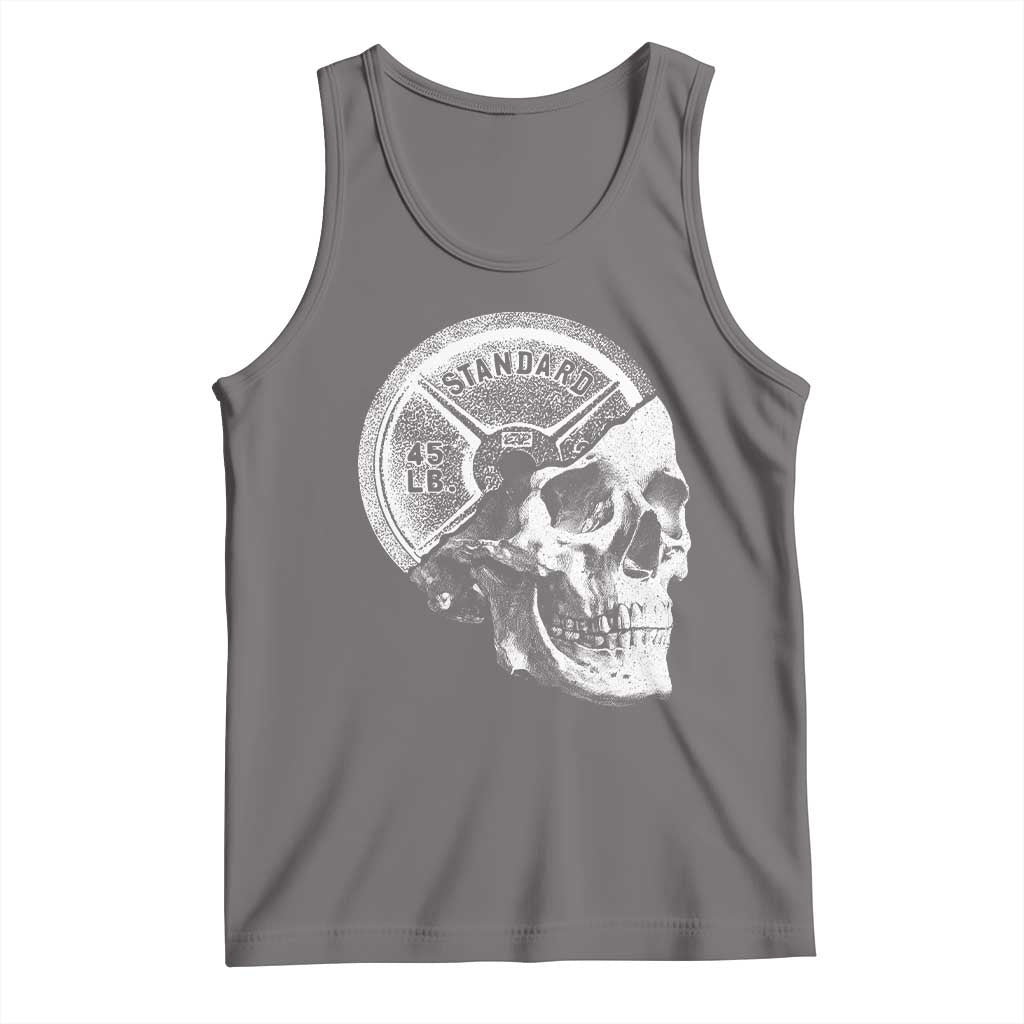 Skull 45 lbs Plate Weight Lifting Gym Workout Tank Top TS11 Deep Heather Print Your Wear
