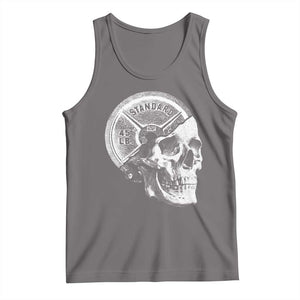 Skull 45 lbs Plate Weight Lifting Gym Workout Tank Top TS11 Deep Heather Print Your Wear