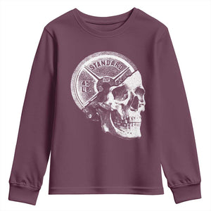 Skull 45 lbs Plate Weight Lifting Gym Workout Youth Sweatshirt TS11 Maroon Print Your Wear