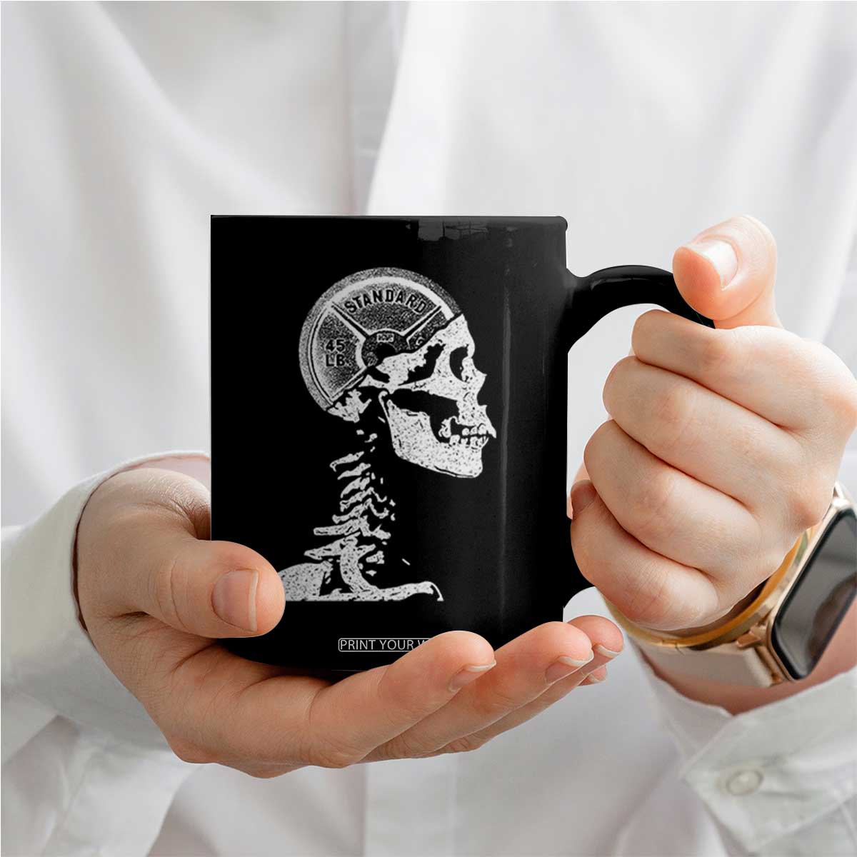 Funny Skeleton 45 lbs Plate Weight Lifting Gym Working Out Coffee Mug TS11 Print Your Wear