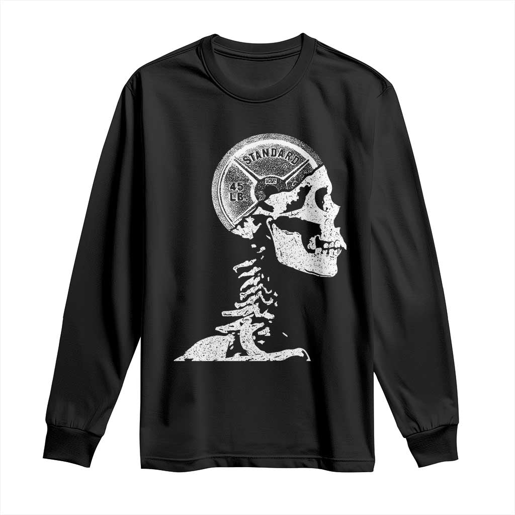 Funny Skeleton 45 lbs Plate Weight Lifting Gym Working Out Long Sleeve Shirt TS11 Black Print Your Wear