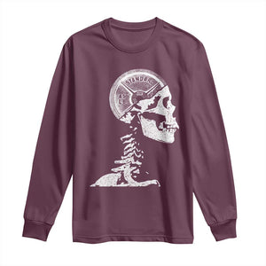 Funny Skeleton 45 lbs Plate Weight Lifting Gym Working Out Long Sleeve Shirt TS11 Maroon Print Your Wear
