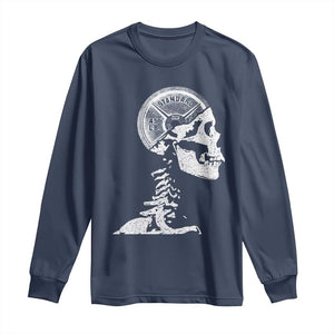 Funny Skeleton 45 lbs Plate Weight Lifting Gym Working Out Long Sleeve Shirt TS11 Navy Print Your Wear