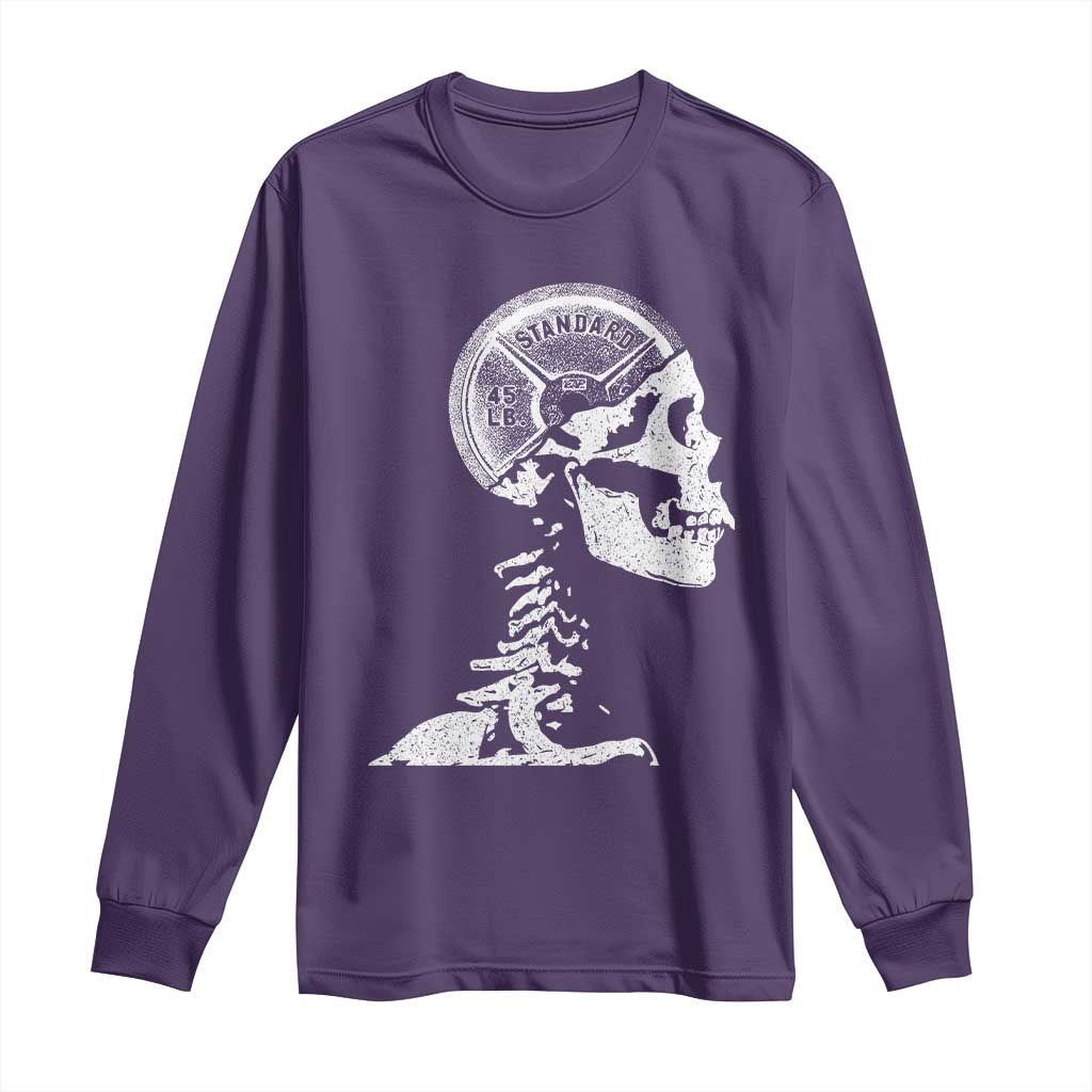 Funny Skeleton 45 lbs Plate Weight Lifting Gym Working Out Long Sleeve Shirt TS11 Purple Print Your Wear