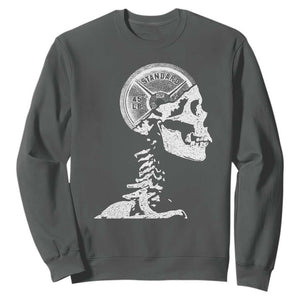 Funny Skeleton 45 lbs Plate Weight Lifting Gym Working Out Sweatshirt TS11 Dark Heather Print Your Wear