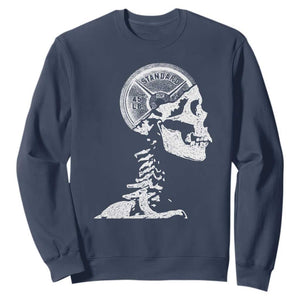 Funny Skeleton 45 lbs Plate Weight Lifting Gym Working Out Sweatshirt TS11 Navy Print Your Wear