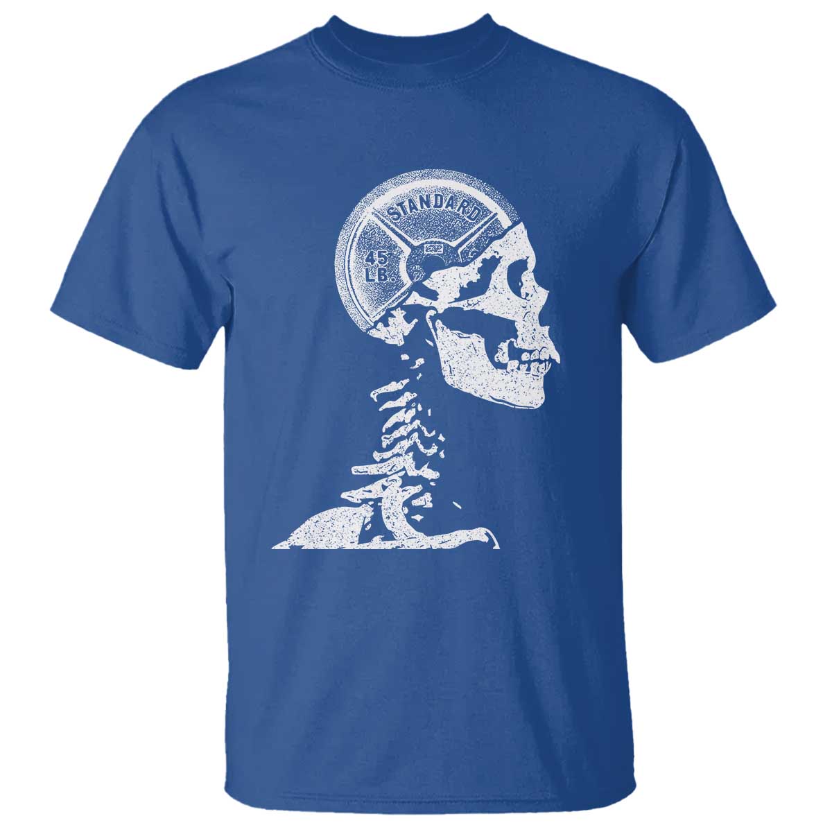 Funny Skeleton 45 lbs Plate Weight Lifting Gym Working Out T Shirt TS11 Royal Blue Print Your Wear