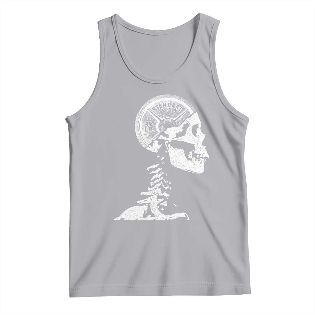Funny Skeleton 45 lbs Plate Weight Lifting Gym Working Out Tank Top TS11 Athletic Heather Print Your Wear
