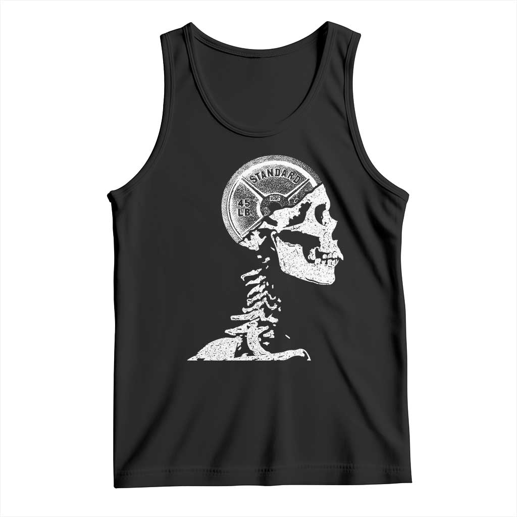 Funny Skeleton 45 lbs Plate Weight Lifting Gym Working Out Tank Top TS11 Black Print Your Wear