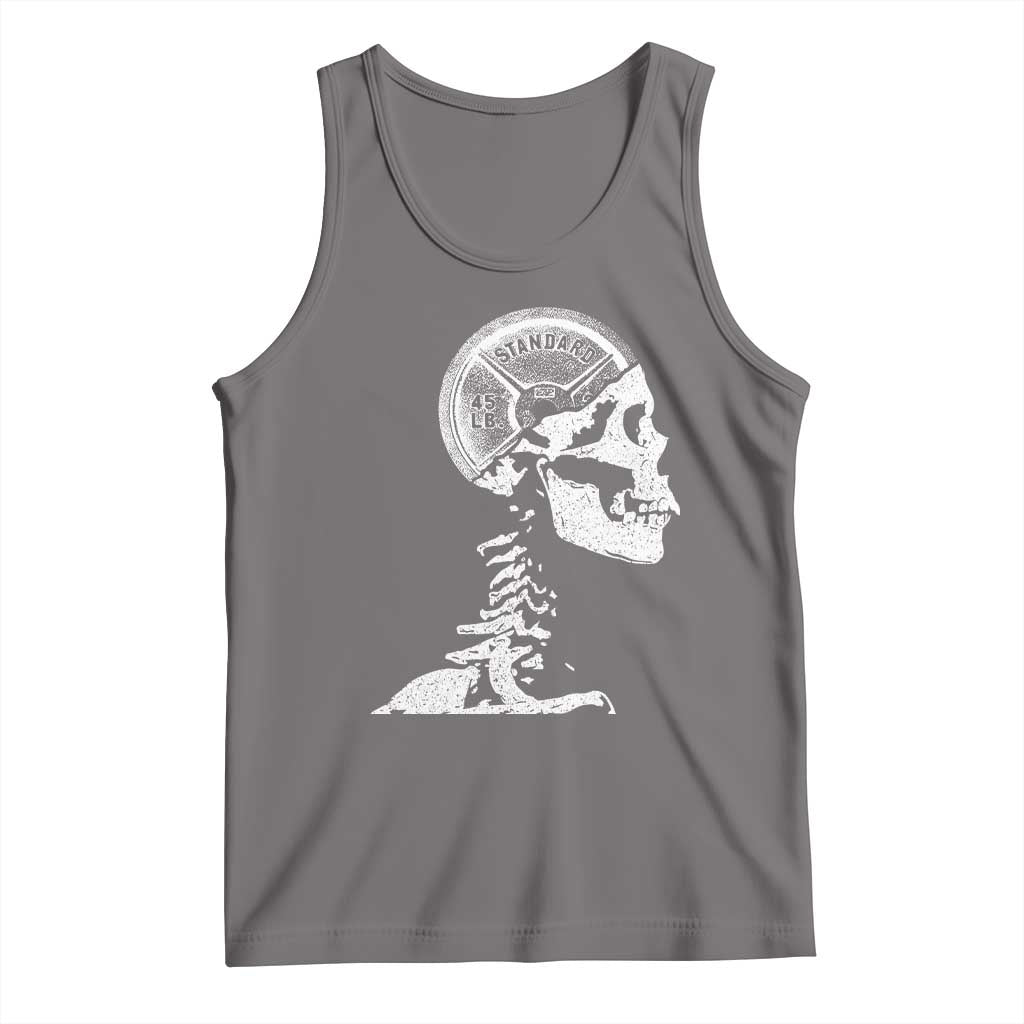 Funny Skeleton 45 lbs Plate Weight Lifting Gym Working Out Tank Top TS11 Deep Heather Print Your Wear