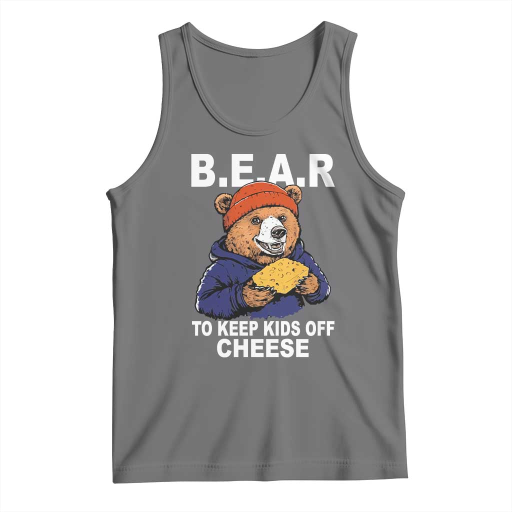 Funny Bear To Keep Kids Off Cheese Tank Top TS11 Black Heather Print Your Wear