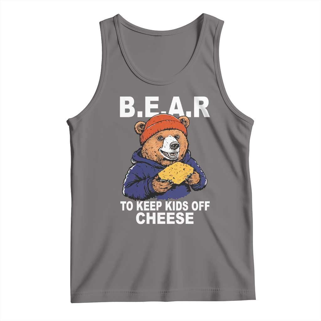 Funny Bear To Keep Kids Off Cheese Tank Top TS11 Deep Heather Print Your Wear