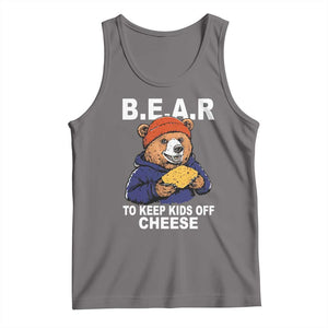 Funny Bear To Keep Kids Off Cheese Tank Top TS11 Deep Heather Print Your Wear