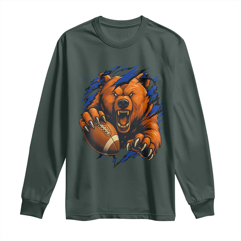 Funny CFB Game Day Long Sleeve Shirt Football Lover TS11 Dark Forest Green Print Your Wear