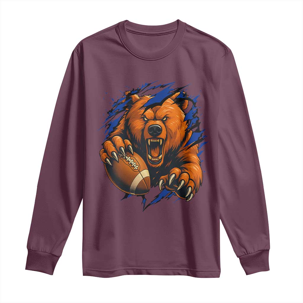 Funny CFB Game Day Long Sleeve Shirt Football Lover TS11 Maroon Print Your Wear