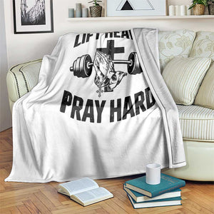 Lift Heavy Pray Hard Throw Blanket Christian Workout Jesus Gym Lifting TS11 Print Your Wear