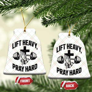 Lift Heavy Pray Hard Ceramic Ornament Christian Workout Jesus Gym Lifting TS11 Print Your Wear