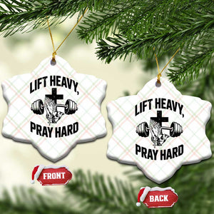 Lift Heavy Pray Hard Ceramic Ornament Christian Workout Jesus Gym Lifting TS11 Print Your Wear