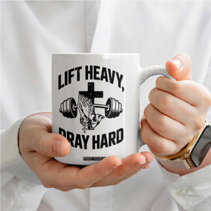 Lift Heavy Pray Hard Coffee Mug Christian Workout Jesus Gym Lifting TS11 Print Your Wear