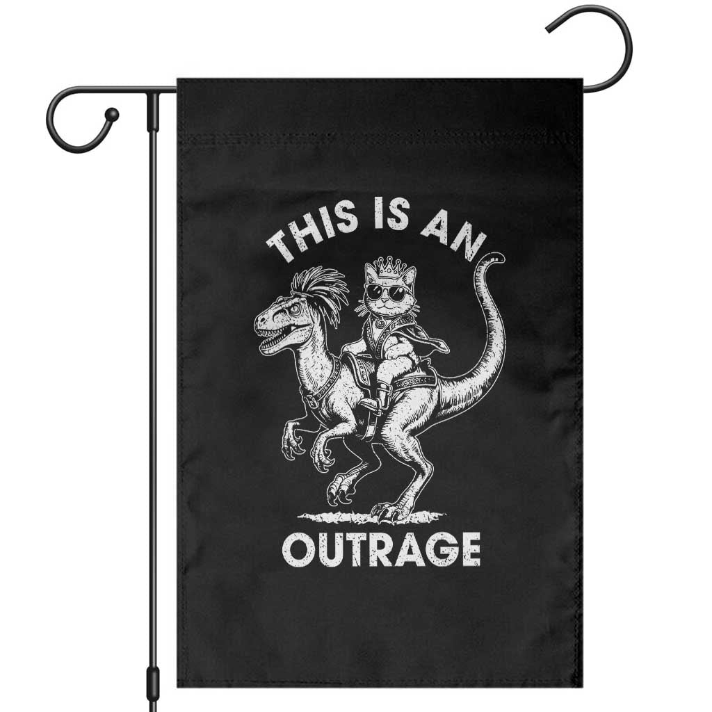 Dungeon Cat This Is An Outrage Garden Flag Funny Princess Cat Riding Dinosaur TS11 Black Print Your Wear