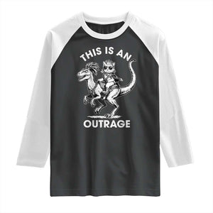Dungeon Cat This Is An Outrage Raglan Shirt Funny Princess Cat Riding Dinosaur TS11 Black White Print Your Wear