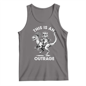 Dungeon Cat This Is An Outrage Tank Top Funny Princess Cat Riding Dinosaur TS11 Deep Heather Print Your Wear