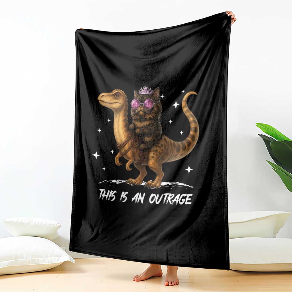 Dungeon Cat This Is An Outrage Throw Blanket Funny Princess Kitten Dinosaur TS11 Print Your Wear