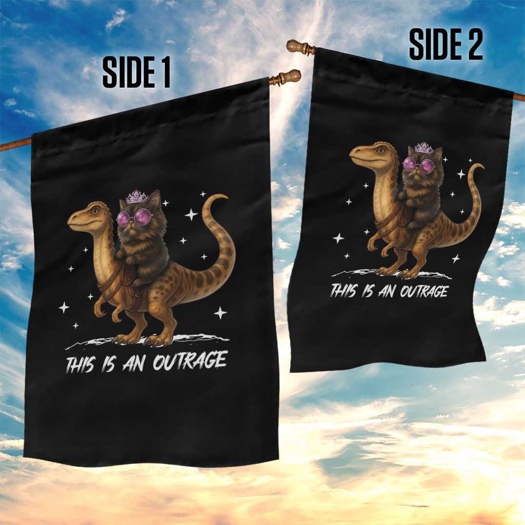 Dungeon Cat This Is An Outrage Garden Flag Funny Princess Kitten Dinosaur TS11 Print Your Wear