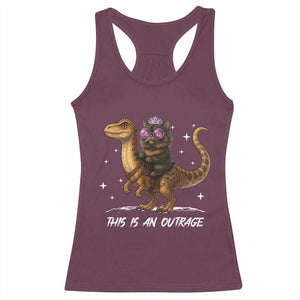 Dungeon Cat This Is An Outrage Racerback Tank Top Funny Princess Kitten Dinosaur TS11 Maroon Print Your Wear