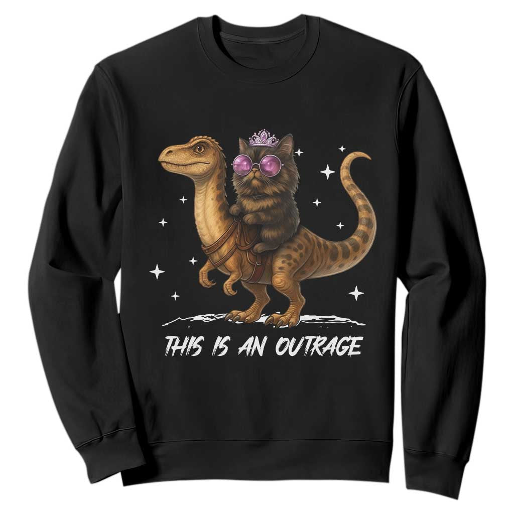 Dungeon Cat This Is An Outrage Sweatshirt Funny Princess Kitten Dinosaur TS11 Black Print Your Wear