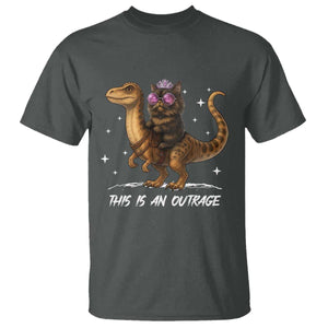 Dungeon Cat This Is An Outrage T Shirt Funny Princess Kitten Dinosaur TS11 Dark Heather Print Your Wear