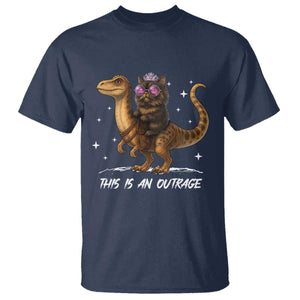 Dungeon Cat This Is An Outrage T Shirt Funny Princess Kitten Dinosaur TS11 Navy Print Your Wear
