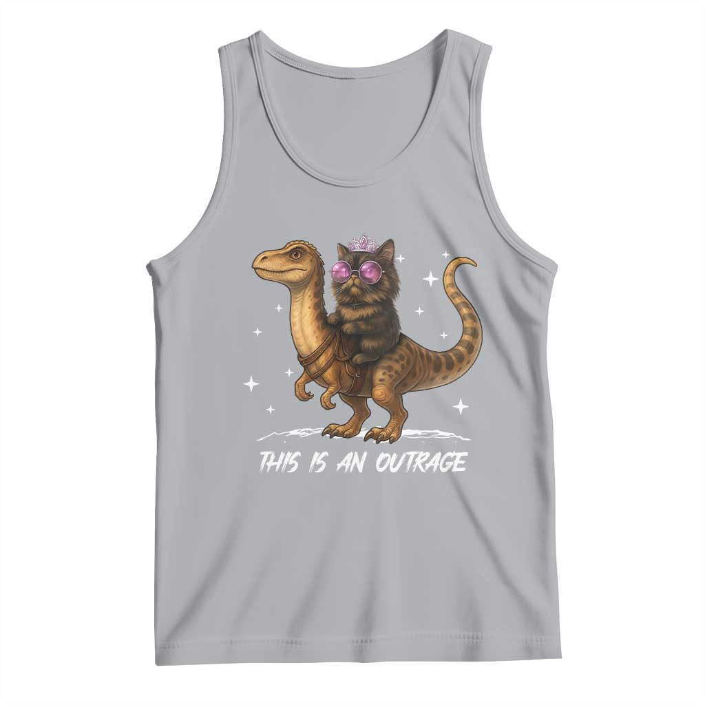 Dungeon Cat This Is An Outrage Tank Top Funny Princess Kitten Dinosaur TS11 Athletic Heather Print Your Wear