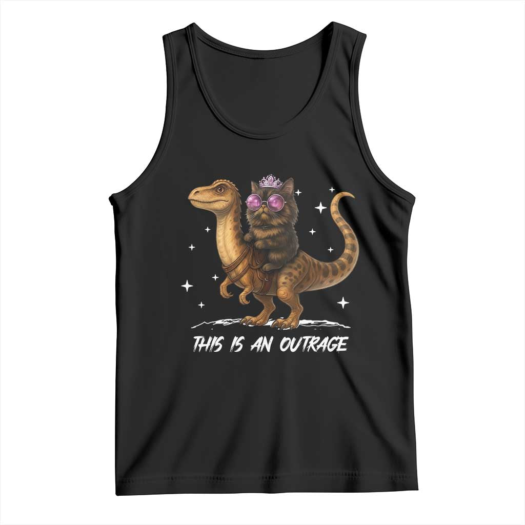 Dungeon Cat This Is An Outrage Tank Top Funny Princess Kitten Dinosaur TS11 Black Print Your Wear