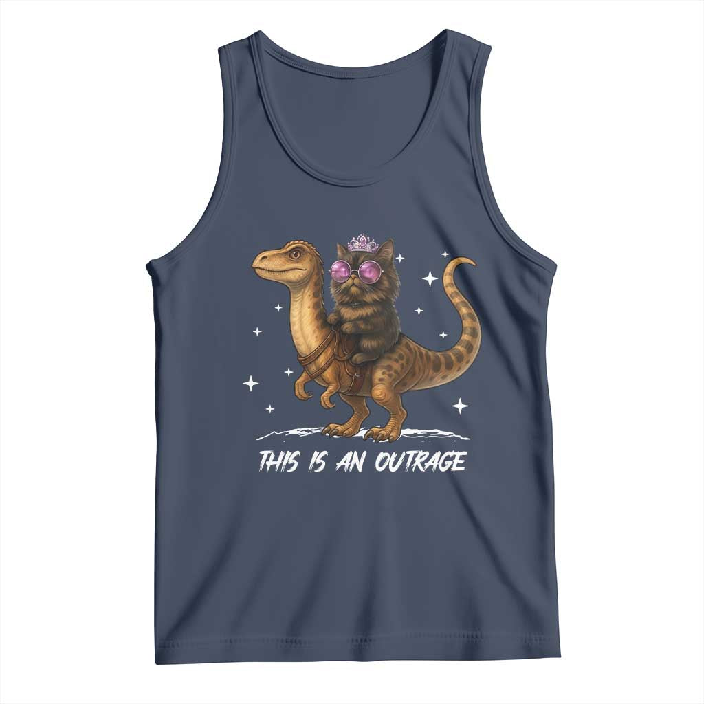 Dungeon Cat This Is An Outrage Tank Top Funny Princess Kitten Dinosaur TS11 Navy Print Your Wear