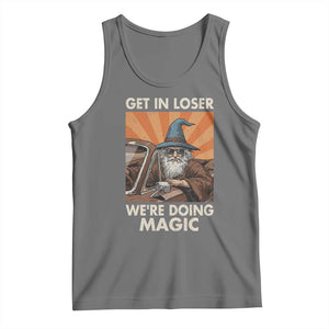 Funny Wizard RPG Gamer Tank Top Get In Loser We Are Doing Magic TS11 Black Heather Print Your Wear