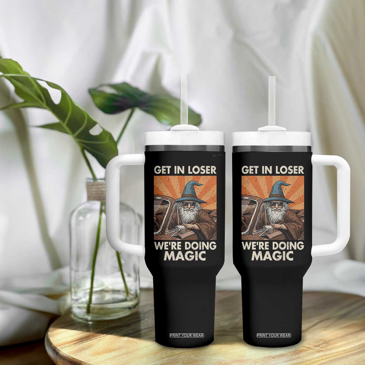 Funny Wizard RPG Gamer Tumbler With Handle Get In Loser We Are Doing Magic TS11 Print Your Wear