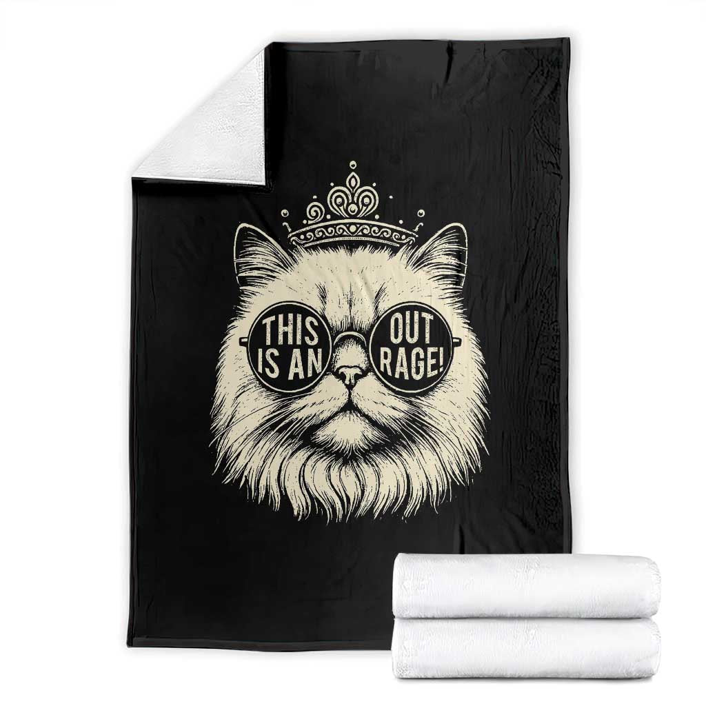 Dungeon Cat This Is An Outrage Throw Blanket Funny Princess Kitten TS11 Black Print Your Wear