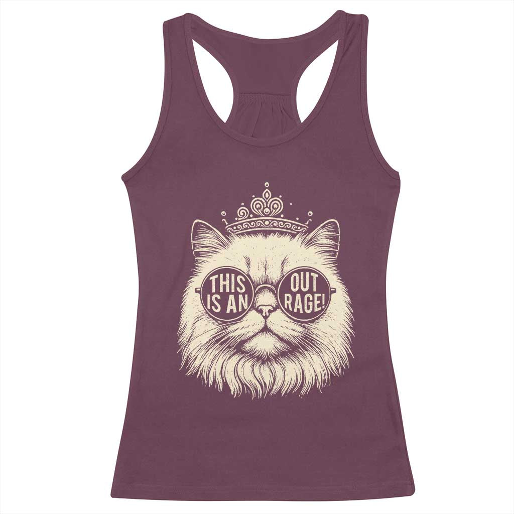 Dungeon Cat This Is An Outrage Racerback Tank Top Funny Princess Kitten TS11 Maroon Print Your Wear
